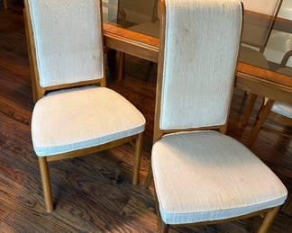 American Drew Italian Modern 85" Glass Topped Dining Table with 6 Chairs