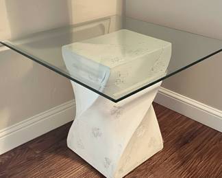 Postmodern Plaster Twist Pedestal Side Table, Manner of Sirmos