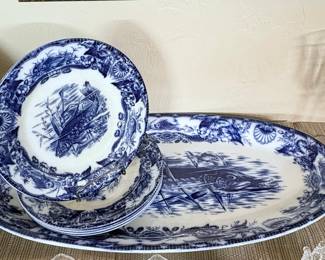 Wedgwood & Co. Fish Pattern Transferware Serving Set