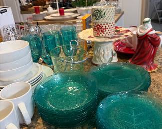 Large Selection of Kitchen Dishes, Cookware, Flatware Appliances and  Serving Items.