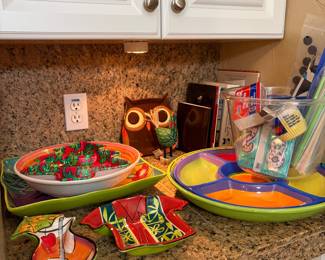 Large Selection of Kitchen Dishes, Cookware, Flatware Appliances and  Serving Items.