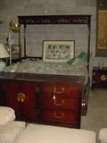 Beautiful Oriental design King size bedroom suite...headboard is canopy style and lighted..plus dresser, and 2 side chests/nite stands