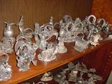 Large collection of silverplate and pewter napkin rings