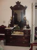 Stunning victorian marble and walnut master bedroom dresser
