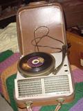 Portable record player in a case like a typewriter style