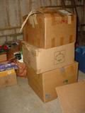 Boxes of Christmas decor yet to unpack