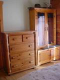 Oak chest and gun cabinet