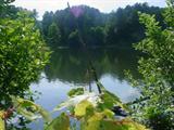 View of the lake behind this home.
