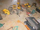 Several drill's, saws, and other hand tools