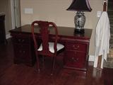 Nice mahogany pedastal desk and matching chair
