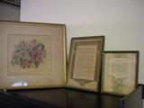 Old framed art, and needlepoint