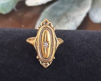 Gold tone oblong ring with CZ, approx size 6, was $15, NOW $10
