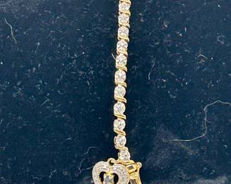 925 Silver, CZ accent heart charm bracelet, $25
