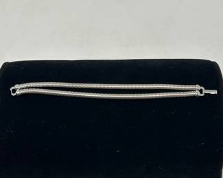 Silver tone double-strand snake chain bracelet, $12