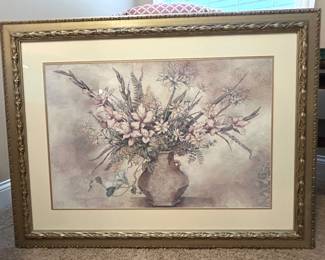 Floral in Vase framed print, 46" x 35", $50