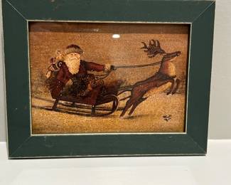 Santa in sleigh framed print, 8.5" x 6.5", $8