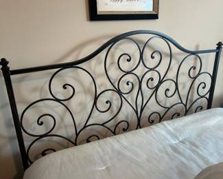 Black metal queen headboard, $115