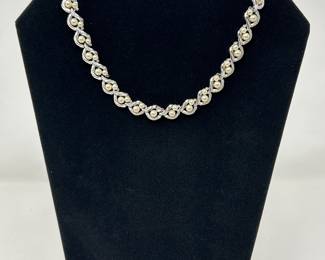 Silver & Pearl interlocking necklace - choker style, $12