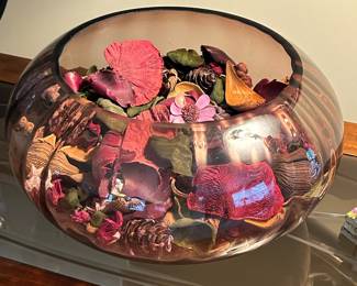 Large roound glass bowl, 15"D x 7"H, $18