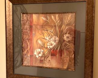 Floral framed print, 19" x 19", $18