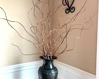 Black vase w/twigs, 16"H, $30