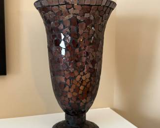 Brown mosaic vase, 12"H, $14