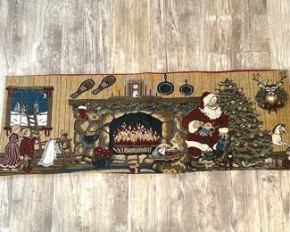 Santa dropping off presents table runner, approx 32"L, $10