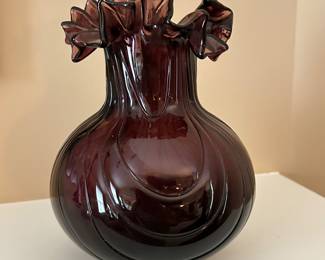 1950's amethyst ruffled rim vase, 8"H, $34