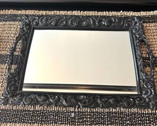 Black mirrored tray, 14.5" x 10.5", $18