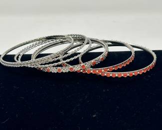 Orange & silver set of bracelets, $12