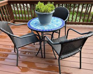 Outdoor tile table w/4 chairs, $115