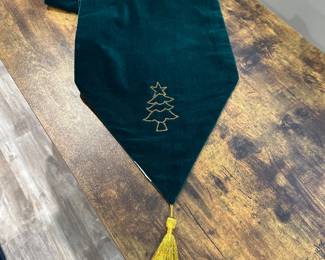 Green velour table runner, $12