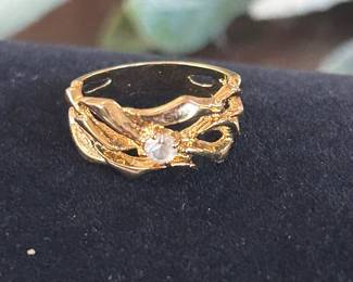 Gold tone ring w/CZ, approx size 6, was $15, NOW $10