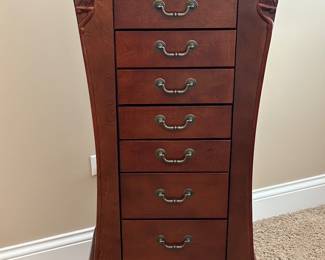 Beautiful Jewelry chest, 18"W x 13"D x 42"H, $115