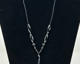 Dark metallic Y necklace, $12