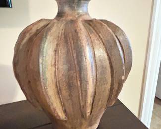 Rustic vertically ribbed vase, approx 11"-12"H, $20
