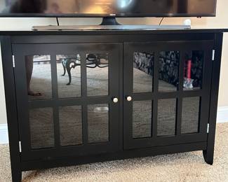Dark wood cabinet, 45.5"W x 20"D x 30"H, $225