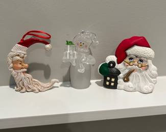 Santa moon ornament, Snowman ornament, Santa decor, $3 each