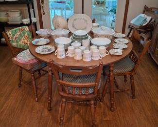 2 Large Dish Sets and Round Dining Table with Chairs!