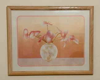 vintage Carlos Rios framed floral art print