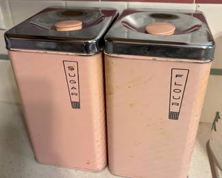 Vintage metal kitchen canisters 