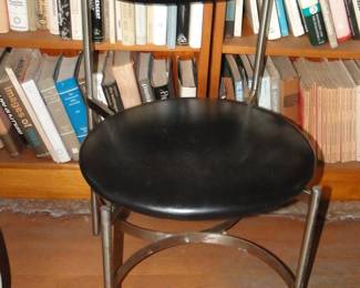 Italian Modern Chair Steel and Black Leather.