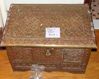 Brass and wood chest