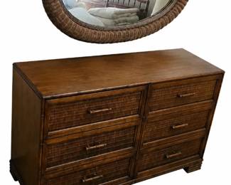 Rattan dresser w/mirror