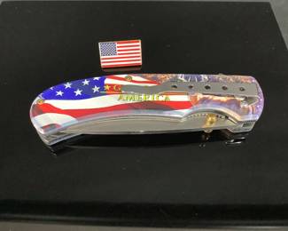 REX KN 1971-D God Bless America Wildlife Deer Assist-Open Folding Knife