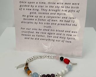 Sterling Silver and Gemstone Religious Story Bracelet