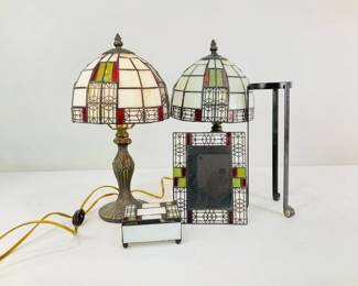 Tiffany Styled Table Lamps. Frame and Trinket Box