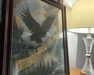 America, The Beautiful framed soaring eagle