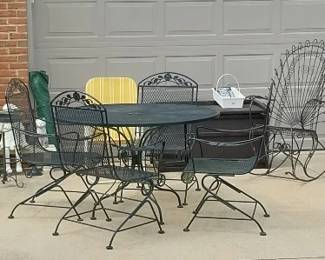 Woodard patio set, outdoor benches, rocking chairs, lawn decor