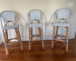 Serena & Lily Riviera Counter Stools | Classic Navy/White color